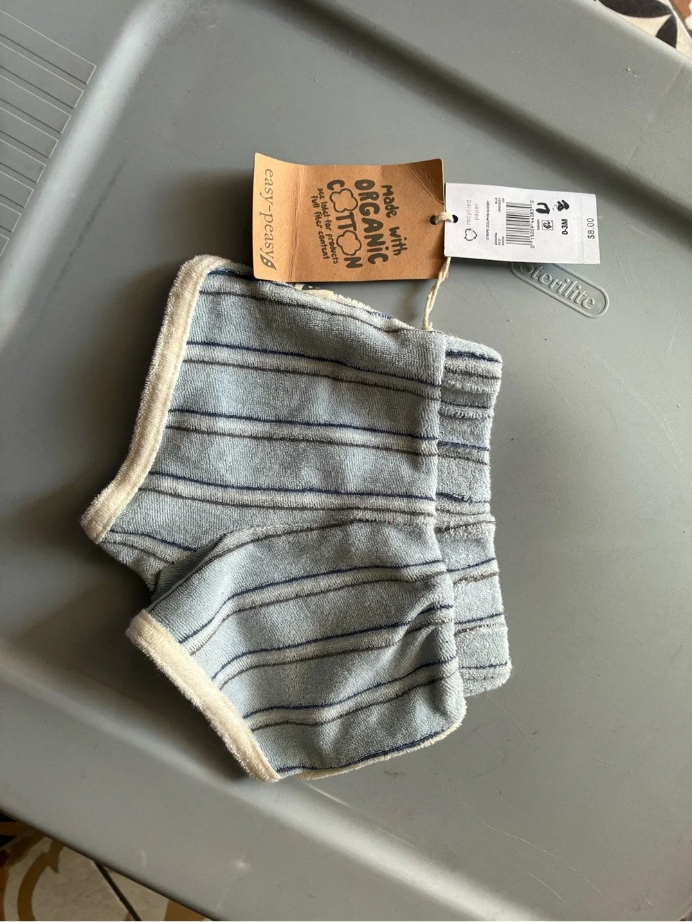 Easy Peasy Light Blue Striped Organic Cotton Diaper Cover